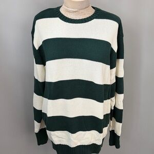 Brandy Melville Striped Green and White Brianna Cotton Sweater